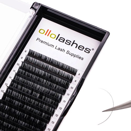 OLLOLASHES Lash Trays for Lash Extensions B/C/CC/D/J Curl Mix4-20mm 0.03-0.15 thickness Super Matte Eyelash Extensions, Professional Supplies for Lash Techs (CC-0.07, 8-15mm)