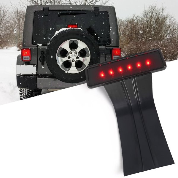 DKMGHT Third Brake Light for Jeep Wrangler JK 2007-2018 High Mount Brake Light [w/Smoke Lens] Jeep Wrangler Accessories Spare Tire Holder Brake Light