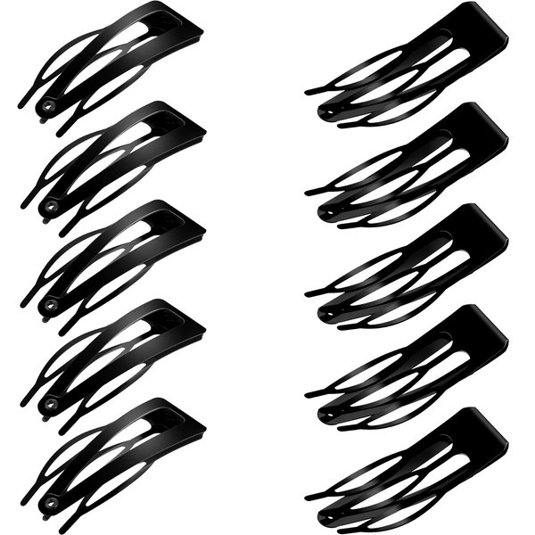 24 Pieces Double Grip Hair Clips Metal Snap Hair Clips Women Hair Barrettes for Hair Making, Salon Supplies (Black, 2 Inch)