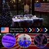 Memorial Day 4th of July Patriotic Decorations Solar String Lights Outdoor Waterproof-Red White and Blue Lights,2Pack Each 100LED 33ft,IP67 Waterproof 8 Modes Fairy Lights for Garden,Patio Yard