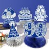 8Pcs Blue 90th Birthday Decorations Navy Blue Silver Happy 90th Birthday Table Honeycomb Centerpieces for Table Decor 90th Birthday Table Topper for Men Women 90th Birthday Anniversary Party Supplies