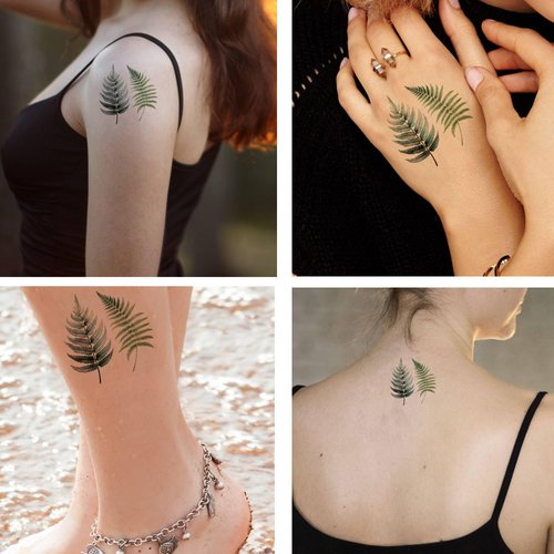 Dopetattoo 6 Sheets Temporary Tattoo Fern Leaf Foliage Fake Tattoos Neck Arm Chest for Women Men Adults