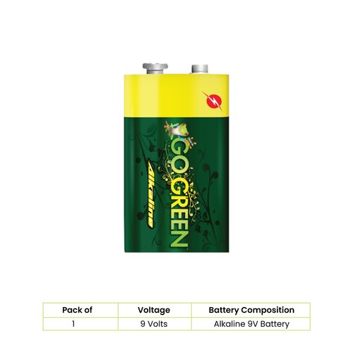 Go Green Power 24005 - 9V Alkaline Batteries, 1pk, 1 ea, green
