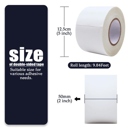 Ykimok Heavy-Duty Double Sided White Carpet Tape, 33Ft Long and 2inch Wide, Strong Adhesive and Easy to Peel, Stable for Securing Rugs and More