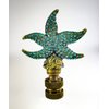Starfish with Aagean Blue Glass Lamp Finial Antique Metal 2.25" h