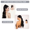 Caliee 1B Natural Black Ponytail Extension Clip in Virgin Straight Ponytail Human Hair 100% Remy Hair Extensions Real Ponytail Hair Piece 22 Inch Long 90G