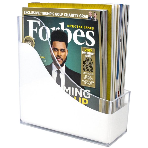 Sorbus® Magazine File Holder Storage Organizer, Great for Desktop, Shelf, Home or Office, White Clear Lucite (Magazine/File Holder)