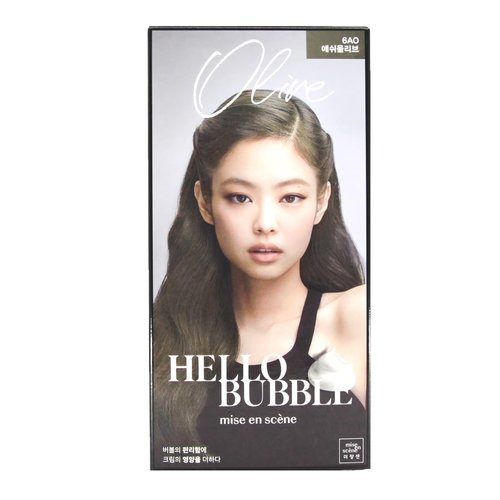 Korean Hello Bubble Hair Easy At-Home Color with Hair Ampoule for Hair Protection Vivid Color Hair Dye for Mise en scene (Ash Olive)