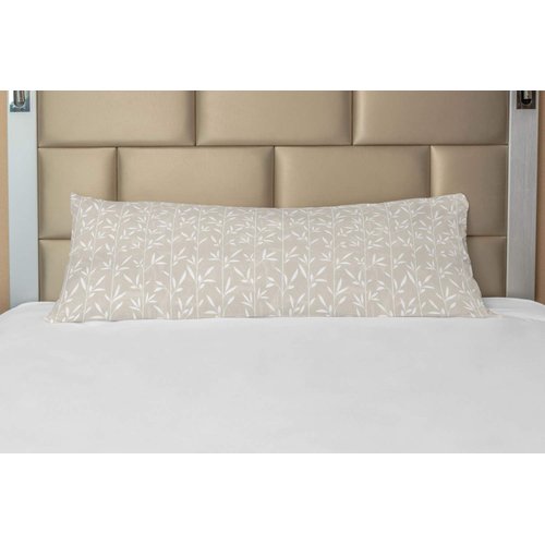 Lunarable Cream Body Pillow Case Cover with Zipper, Vertical Stripes Stems Leaves Pattern Grunge Display Classical Spring Inspired, Decorative Accent Long Pillowcase, 21" x 54", Tan White
