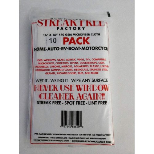 Microfiber Cleaning Cloth 16 x 16 inch White (10)
