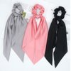 Silk Hair Scarf Scrunchie Hair Ties Satin Long Hair Ribbon Solid Color Elegant Bow Bowknot Hair Scrunchie Pony Tail Holder Hair Bands for Women Girls (3 pcs)