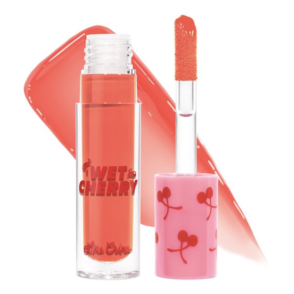 Lime Crime Wet Cherry Lip Gloss, Flaming Cherry (Bright Peach) - Cherry Scented Lightweight, Plumping & Comfortable Ultra Glossy Sheen That Won't Stick - Long Lasting & Non-Sticky - Vegan Makeup