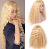 613 Blonde Lace Front Wig Human Hair 24Inch T Part Wig 10A Deep Wave Human Hair Wigs for Women 24Inch Brizilian Virgin Hair Blonde Lace Frontal Wigs Pre Plucked Glueless 180% Density