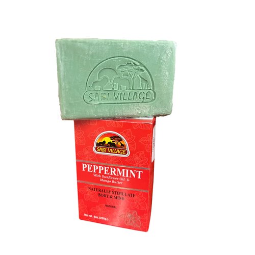 Sabi Village Peppermint Soap Bar, 8 oz, With Sunflower Oil & Mango Butter, Naturally Stimulate Body & Mind (3 pack)