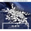 Olbye Wedding Hair Comb Rhinestone Silver Bridal Hair Pieces Flower Crystal Prom Headpiece Pearls Bride Hair Clips Bridesmaids Decorative Hair Side Combs Wedding Hair Accessories for Brides (Silver A)
