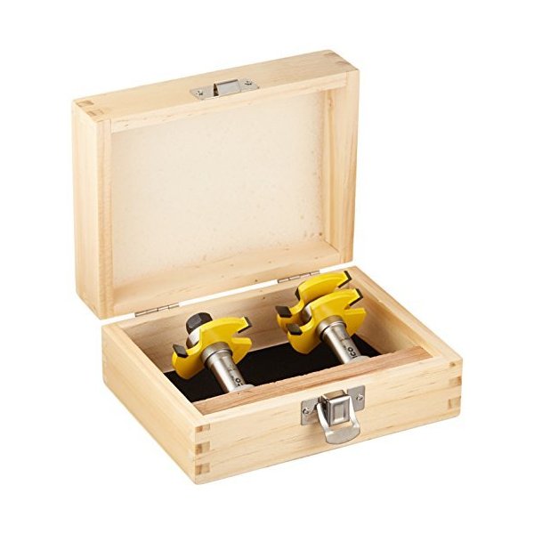 YONICO Tongue and Groove Router Bits Set for 3/4-Inch Stock 1/2-Inch Cutting Depth 1/4-Inch Tongue 2 Bit 1/2-Inch Shank 15221