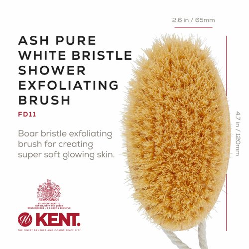 Kent FD11 Shower Brush Back Brush Shower Exfoliating Brush Body Wash Brush Oval Bath Brush Exfoliates Wet or Dry Skin and Improves Circulation. Perfect for Lathering and Scrubbing. Made in England.