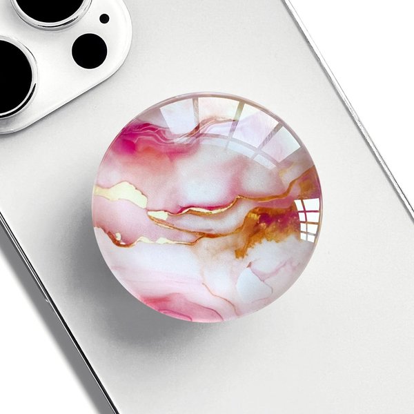 Ksadiye Phone Grip with Expanding Kickstand,Cell Phone Collapsible Stand Pink Rose Gold Marble Design for Smartphones