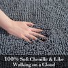 SONORO KATE Bathroom Rug 32"×20", Non-Slip Bath Mat,Soft Cozy Shaggy Thick Chenille Bath Rugs for Bathroom,Plush Rugs for Bathtubs,Water Absorbent Rain Showers and Under The Sink (Dark Grey)