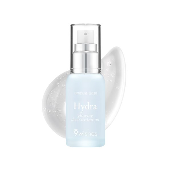 9 wishes Hydra Ampule Base 1.01 fl.oz | Makeup Base Face Primer with 8-layer of Hyaluronic Acid and 55% Coconut Water | Moisturizing Glowing Skin & Long-lasting, Korean Makeup K-beauty