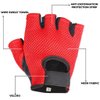 PRIME SPORTS Leather Padded Mesh Fingerless Weight Lifting Exercise Gym Wheelchair Gloves Black/Red Wlg-021 (Medium)