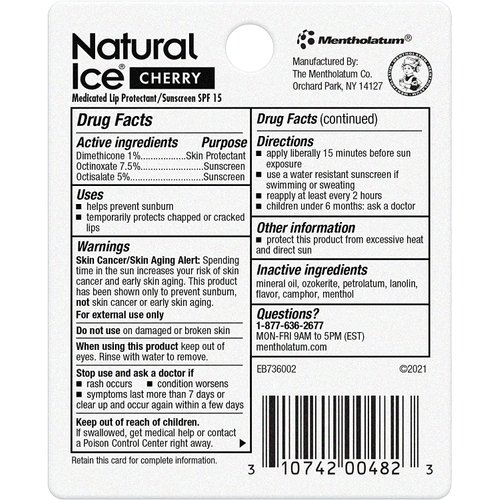 Natural Ice Medicated Lip Protectant/Sunscreen SPF 15, Cherry 48 ea