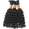 Lizourey Deep Wave Bulk Human Hair for Braiding Brazilian Virgin Human Hair Bulk No Weft for Braids Deep Wave Bulk Human Hair Extensions for Micro Braiding Curly Bulk 16inch 100g One Bundle/Pack