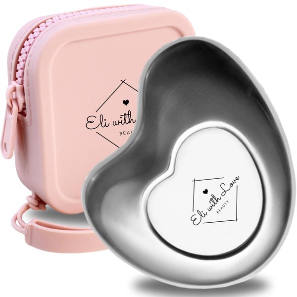 Eli with Love Advanced Stainless Steel Gua Sha GuaSha Board with Silicone Carry Case - Gua Sha Facial Tools for Skin Care - Metal Jaw Sculpting and Eyebrow Lifting Beauty Tool for Face Massage (Pink)