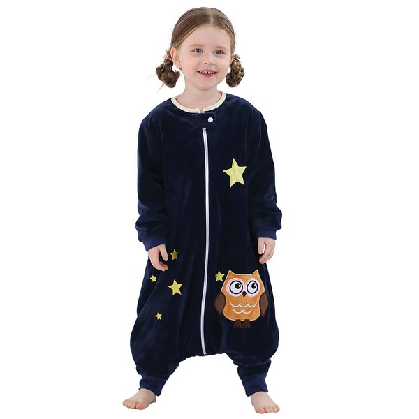 MICHLEY Baby Sleeping Bag Sack Long Sleeve with Feet Winter Swaddle Wearable Blanket for Boys Girls,Owl,5-6Years