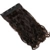 S-noilite Elegant 29"(73cm) Longest Curly Solid Black 3/4 Full Head One Piece 5 Clips Clip in Hair Extensions