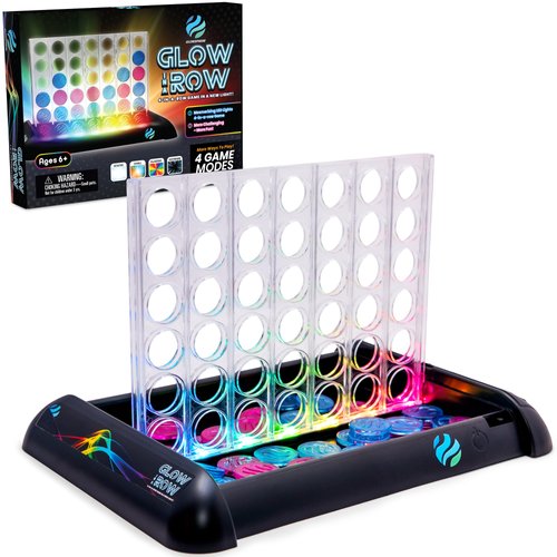 Glow in a Row Light-Up 4 in a Row Board Game, Strategy Games for Kids Ages 6 and Above, 2 Player Game, Perfect for Kids and Adults Family Game Night