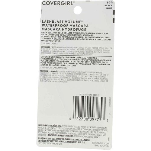 CoverGirl Lashblast Volume Black 830 Waterproof Mascara -- 3 per case.