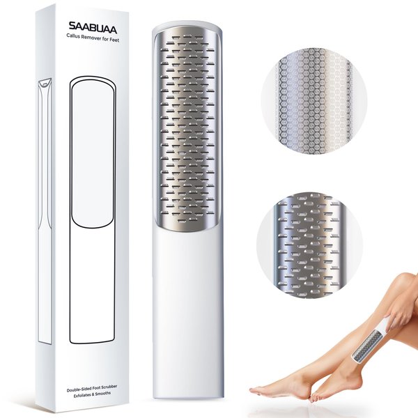 Foot File Callus Remover for Feet, Foot Scrubber Pedicure & Hard Dead Skin Remover Foot Rasp Professional Stainless Steel Foot Scraper Tool, Soft Smooth Foot Care for Women