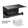 ASTOFLI Rustproof Matte Black Wall Mount Toilet Paper Holder with Shelf - Self Adhesive for Bathroom