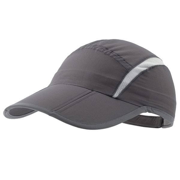 Connectyle Foldable Mesh Sun Cap Outdoor Sports Hat Breathable Sun Runner Cap with Reflective Trim,Dark Grey,55-60cm/21.5-23.5inch