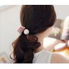 Suoirblss 5 PCS Hair Accessories Women Satin Ribbon Rose Flower Imitation Pearl Ponytail Hair band (Color random)