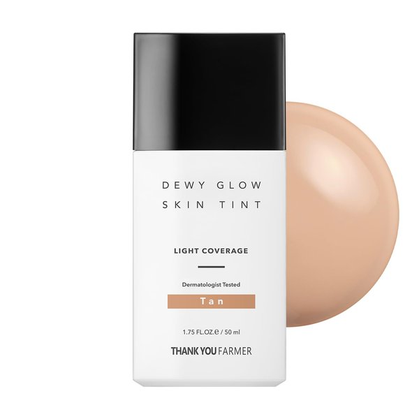 THANK YOU FARMER Dewy Glow Skin Tint, Long-Lasting Tinted Moisturizer, Light coverage, Vitamin B3, Niacinamide, Adenosine, Korean Beauty Makeup Dermatologist Tested, Tan,1.75 fl oz