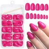 AddFavor Oval Press on Nails Short Fake Nails, 240pcs Hot Pink Nails Press on Almond False Nail Full Cover Acrylic Nail for Women and Girls