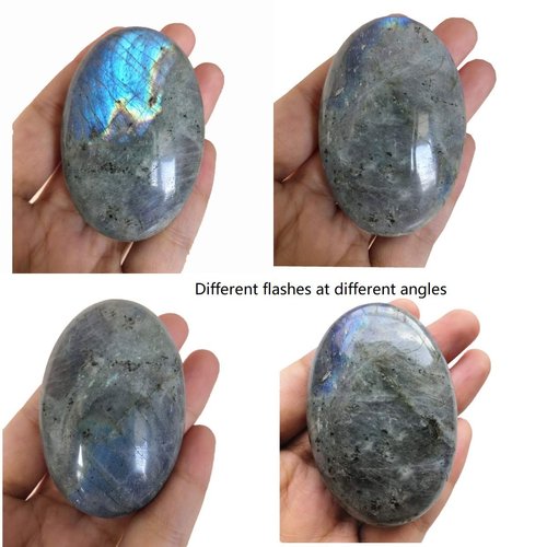 Loveliome Natural Moonstone Oval Polished Worry Stones, Healing Crystal Indoor Fountain Stones Massage Energy Anxiety Relief Items