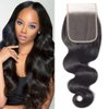 DMS Body Wave Closure Human Hair Lace Closure 4x4 Free Part Lace Closure 12A Brazilian Virgin Human Hair Top Swiss Lace Closure (4x4 black, 8 inch)