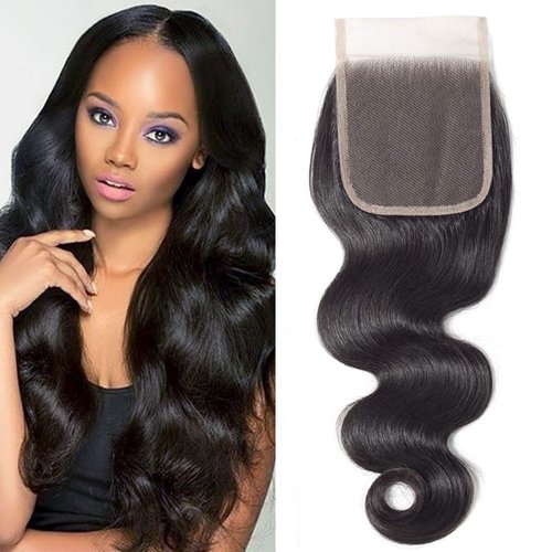 DMS Body Wave Closure Human Hair Lace Closure 4x4 Free Part Lace Closure 12A Brazilian Virgin Human Hair Top Swiss Lace Closure (4x4 black, 8 inch)