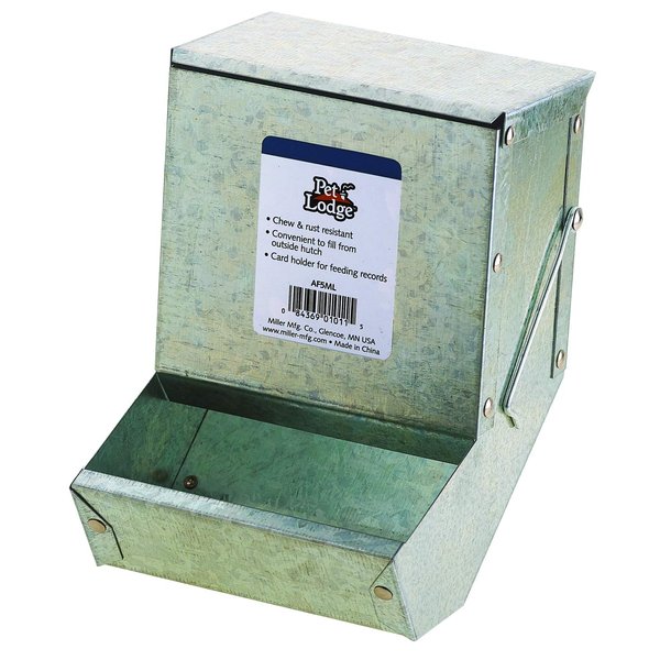 Pet Lodge® Steel Small Animal Feeder with Lid | Cage Rabbit Feeder | Holds Several Days Worth of Food | 5 Inch