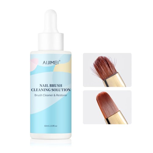 AIJIMEI Nail Brush Cleaner Gel Nail Art Brush Cleaner Restorer Manicure Tool Professional Cleaner Acrylic Brush for Home Salon Use (60ml/2fl.oz-Mint)