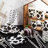 Lewtemi 100 Pcs Cow Print Party Supplies Kit, Include Napkins, Plates, Cups, Straws for Farm Animal Theme Birthday Party Picnic Decoration