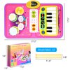 2-in-1 Musical Mat Toys for 1 2 3 4 5 Year Old, Piano Keyboard & Drum Set with 2 Drum Sticks, Early Educational Musical Learning Toys Birthday for 1 2 3 4 5 Year Old Girls & Boys, Pink