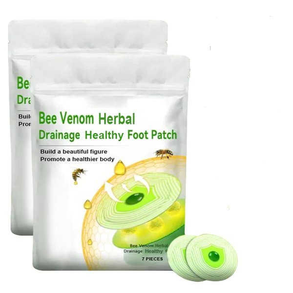 NHIKLATA Bee Venom Foot Patch,Lu kmlca Bee Venom Lymphatic Drainage Foot Care Patch, Bee Venom Foot Soak 2Packs