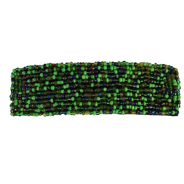 Jungle Green Hair Clip Barrette Modern Seed Beaded French Accessory Authentic Handmade