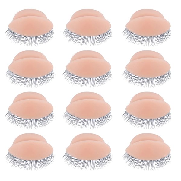 WBCBEC 6 Pairs Replacement Eyelids for Mannequin Head Removable Realistic Eyelids with Eyelashes Mannequin Head Eyelids for Eyelash Training Practice Makeup Eyelash Extensions