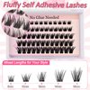 Self Adhesive Lash Clusters Kit Flu-ffy 8-16mm No Glue Lashes Press On Lashes, 60 Pcs Glueless DIY Eyelash Extensions Kit Pre Bonded Lash Clusters with Eyelash Curler and Lash Tweezers(No Glue FD22)
