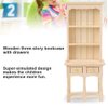 Tnfeeon Dollhouse Furniture, Dollhouse Bookcase, 3Layer Bookcase with Drawers for Home
